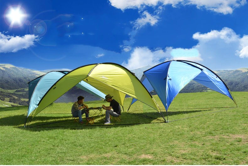 Cheap Goat Tents Camping Picnic 4.8*4.8*4.8*2m 3Side Tent Sandy Beach Sunshade Waterproof Portable Fishing Canopy Gazebos Sun Shelter